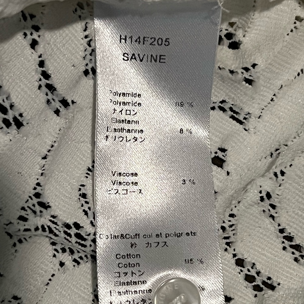 Anne Fontaine Size 40 Long Sleeve Lace Button Down Top
